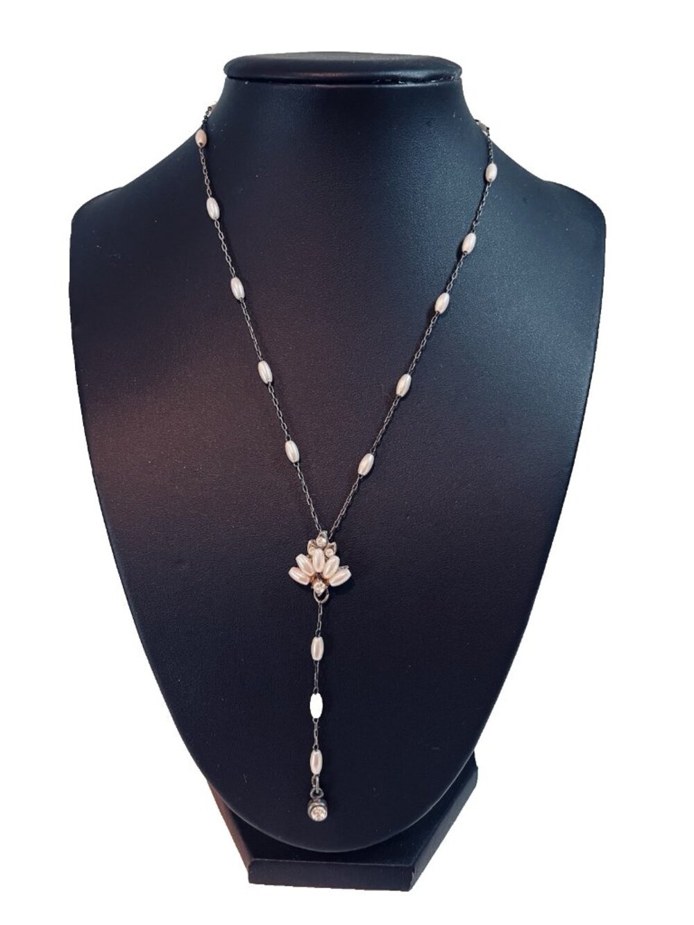 Antique Costume Jewelry Necklace With Faux Pearls